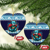 Cardiganshire Wales Christmas Ceramic Ornament Cardigan Bay Dolphin Rugby Design - Wonder Print Shop