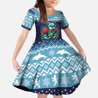 Cardiganshire Wales Christmas Family Matching Mermaid Dress and Hawaiian Shirt Cardigan Bay Dolphin Rugby Design - Wonder Print Shop