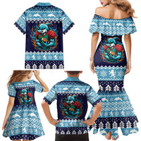 Cardiganshire Wales Christmas Family Matching Mermaid Dress and Hawaiian Shirt Cardigan Bay Dolphin Rugby Design - Wonder Print Shop