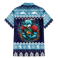 Cardiganshire Wales Christmas Family Matching Mermaid Dress and Hawaiian Shirt Cardigan Bay Dolphin Rugby Design - Wonder Print Shop