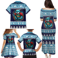 Cardiganshire Wales Christmas Family Matching Puletasi and Hawaiian Shirt Cardigan Bay Dolphin Rugby Design - Wonder Print Shop