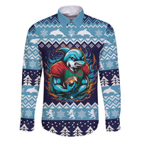 Cardiganshire Wales Christmas Family Matching Puletasi and Hawaiian Shirt Cardigan Bay Dolphin Rugby Design - Wonder Print Shop