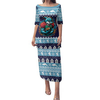 Cardiganshire Wales Christmas Family Matching Puletasi and Hawaiian Shirt Cardigan Bay Dolphin Rugby Design - Wonder Print Shop