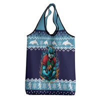Cardiganshire Wales Christmas Grocery Bag Cardigan Bay Dolphin Rugby Design - Wonder Print Shop