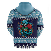 Cardiganshire Wales Christmas Hoodie Cardigan Bay Dolphin Rugby Design - Wonder Print Shop