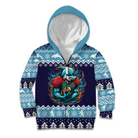 Cardiganshire Wales Christmas Kid Hoodie Cardigan Bay Dolphin Rugby Design - Wonder Print Shop