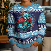 Cardiganshire Wales Christmas Kid Ugly Christmas Sweater Cardigan Bay Dolphin Rugby Design - Wonder Print Shop