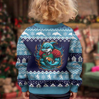 Cardiganshire Wales Christmas Kid Ugly Christmas Sweater Cardigan Bay Dolphin Rugby Design - Wonder Print Shop
