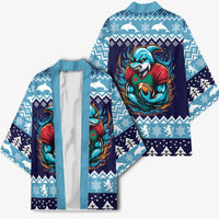Cardiganshire Wales Christmas Kimono Cardigan Bay Dolphin Rugby Design - Wonder Print Shop
