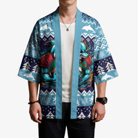Cardiganshire Wales Christmas Kimono Cardigan Bay Dolphin Rugby Design - Wonder Print Shop