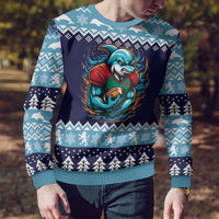 Cardiganshire Wales Christmas Ugly Christmas Sweater Cardigan Bay Dolphin Rugby Design - Wonder Print Shop