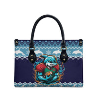Cardiganshire Wales Christmas Leather Bag Cardigan Bay Dolphin Rugby Design - Wonder Print Shop