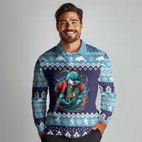 Cardiganshire Wales Christmas Long Sleeve Polo Shirt Cardigan Bay Dolphin Rugby Design - Wonder Print Shop