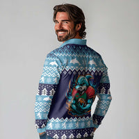 Cardiganshire Wales Christmas Long Sleeve Polo Shirt Cardigan Bay Dolphin Rugby Design - Wonder Print Shop