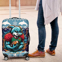 Cardiganshire Wales Christmas Luggage Cover Cardigan Bay Dolphin Rugby Design - Wonder Print Shop