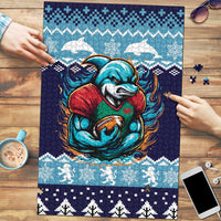 Cardiganshire Wales Christmas Puzzle Cardigan Bay Dolphin Rugby Design - Wonder Print Shop