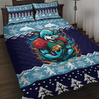 Cardiganshire Wales Christmas Quilt Bed Set Cardigan Bay Dolphin Rugby Design - Wonder Print Shop