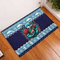 Cardiganshire Wales Christmas Rubber Doormat Cardigan Bay Dolphin Rugby Design - Wonder Print Shop