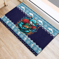 Cardiganshire Wales Christmas Rubber Doormat Cardigan Bay Dolphin Rugby Design - Wonder Print Shop