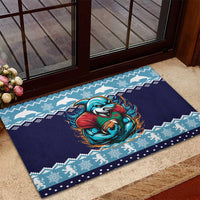 Cardiganshire Wales Christmas Rubber Doormat Cardigan Bay Dolphin Rugby Design - Wonder Print Shop