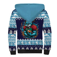 Cardiganshire Wales Christmas Sherpa Hoodie Cardigan Bay Dolphin Rugby Design - Wonder Print Shop