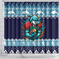 Cardiganshire Wales Christmas Shower Curtain Cardigan Bay Dolphin Rugby Design - Wonder Print Shop