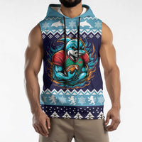 Cardiganshire Wales Christmas Sleeveless Hoodie Cardigan Bay Dolphin Rugby Design - Wonder Print Shop