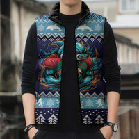 Cardiganshire Wales Christmas Sleeveless Puffer Jacket Cardigan Bay Dolphin Rugby Design - Wonder Print Shop