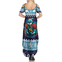 Cardiganshire Wales Christmas Summer Maxi Dress Cardigan Bay Dolphin Rugby Design - Wonder Print Shop