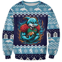 Cardiganshire Wales Christmas Sweatshirt Cardigan Bay Dolphin Rugby Design - Wonder Print Shop