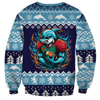 Cardiganshire Wales Christmas Sweatshirt Cardigan Bay Dolphin Rugby Design - Wonder Print Shop