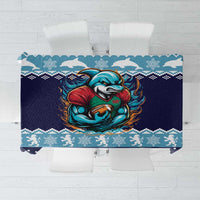 Cardiganshire Wales Christmas Tablecloth Cardigan Bay Dolphin Rugby Design - Wonder Print Shop