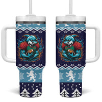 Cardiganshire Wales Christmas Tumbler With Handle Cardigan Bay Dolphin Rugby Design - Wonder Print Shop