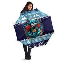Cardiganshire Wales Christmas Umbrella Cardigan Bay Dolphin Rugby Design - Wonder Print Shop