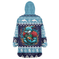 Cardiganshire Wales Christmas Wearable Blanket Hoodie Cardigan Bay Dolphin Rugby Design - Wonder Print Shop