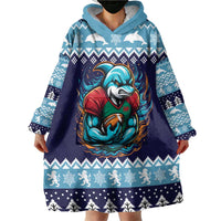 Cardiganshire Wales Christmas Wearable Blanket Hoodie Cardigan Bay Dolphin Rugby Design - Wonder Print Shop