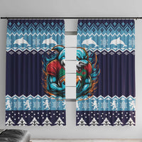 Cardiganshire Wales Christmas Window Curtain Cardigan Bay Dolphin Rugby Design - Wonder Print Shop