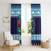 Cardiganshire Wales Christmas Window Curtain Cardigan Bay Dolphin Rugby Design - Wonder Print Shop