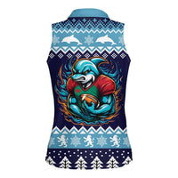 Cardiganshire Wales Christmas Women Sleeveless Polo Shirt Cardigan Bay Dolphin Rugby Design - Wonder Print Shop