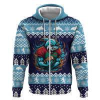 Cardiganshire Wales Christmas Zip Hoodie Cardigan Bay Dolphin Rugby Design - Wonder Print Shop