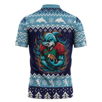 Cardiganshire Wales Christmas Zipper Polo Shirt Cardigan Bay Dolphin Rugby Design - Wonder Print Shop