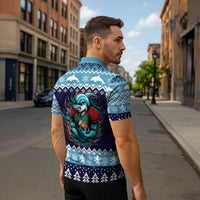 Cardiganshire Wales Christmas Zipper Polo Shirt Cardigan Bay Dolphin Rugby Design - Wonder Print Shop