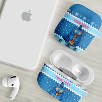 Personalized Trippy Catmas AirPods Case Cute Blue Derpy Cat and Owl Companion - Wonder Print Shop