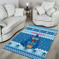 Personalized Trippy Catmas Area Rug Cute Blue Derpy Cat and Owl Companion - Wonder Print Shop