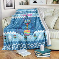 Personalized Trippy Catmas Blanket Cute Blue Derpy Cat and Owl Companion - Wonder Print Shop