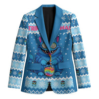 Personalized Trippy Catmas Blazer Cute Blue Derpy Cat and Owl Companion - Wonder Print Shop
