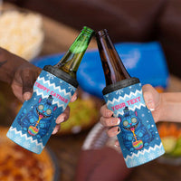 Personalized Trippy Catmas 4 in 1 Can Cooler Tumbler Cute Blue Derpy Cat and Owl Companion - Wonder Print Shop