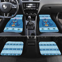 Personalized Trippy Catmas Car Mats Cute Blue Derpy Cat and Owl Companion - Wonder Print Shop