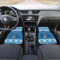 Personalized Trippy Catmas Car Mats Cute Blue Derpy Cat and Owl Companion - Wonder Print Shop