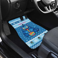 Personalized Trippy Catmas Car Mats Cute Blue Derpy Cat and Owl Companion - Wonder Print Shop